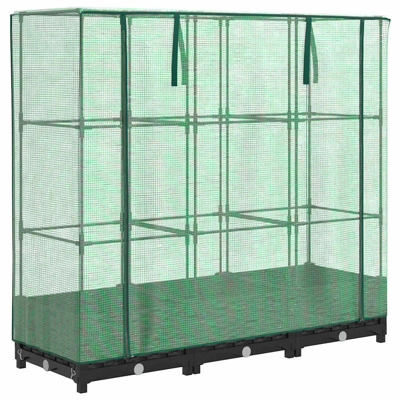 Pat de flori înălțat cu prelată de seră, aspect ratan, 120x40x123 cm