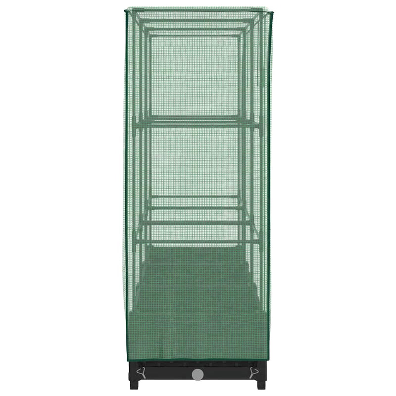 Pat de flori înălțat cu prelată de seră, aspect ratan, 120x40x123 cm