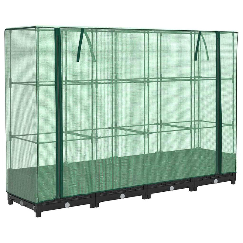 Pat de flori înălțat cu prelată de seră, aspect ratan, 160x40x123 cm