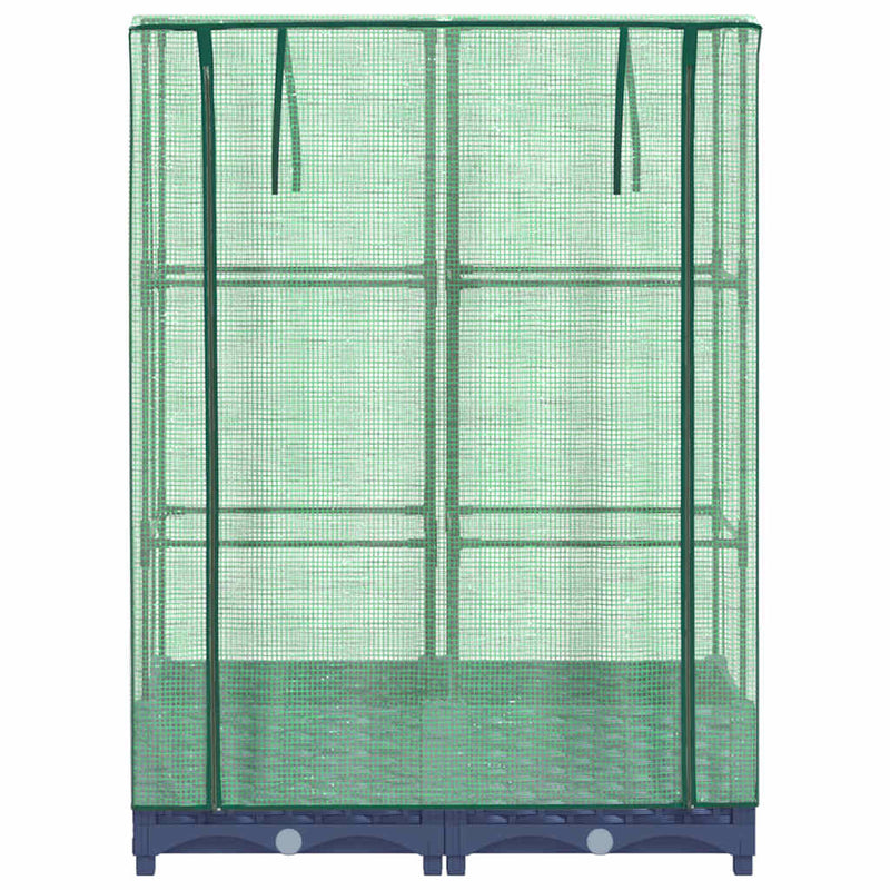 Strat înălțat cu husă de seră, aspect ratan, 80x40x123 cm