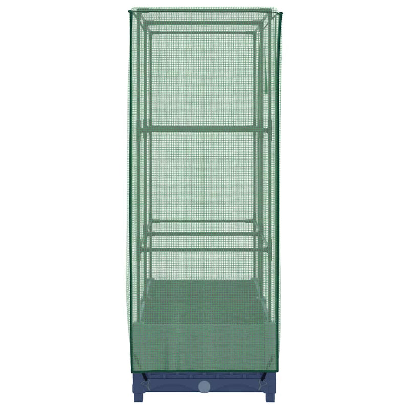 Strat înălțat cu husă de seră, aspect ratan, 80x40x123 cm
