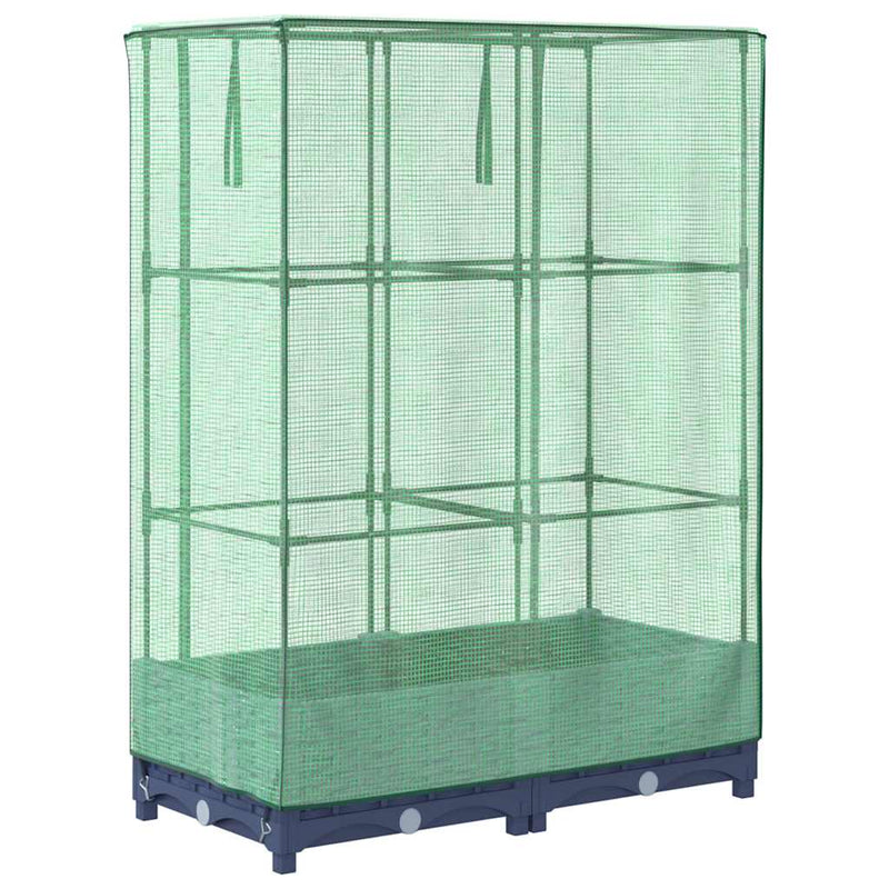 Strat înălțat cu husă de seră, aspect ratan, 80x40x123 cm