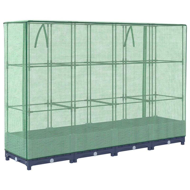 Pat de flori înălțat cu prelată de seră, aspect ratan, 160x40x123 cm