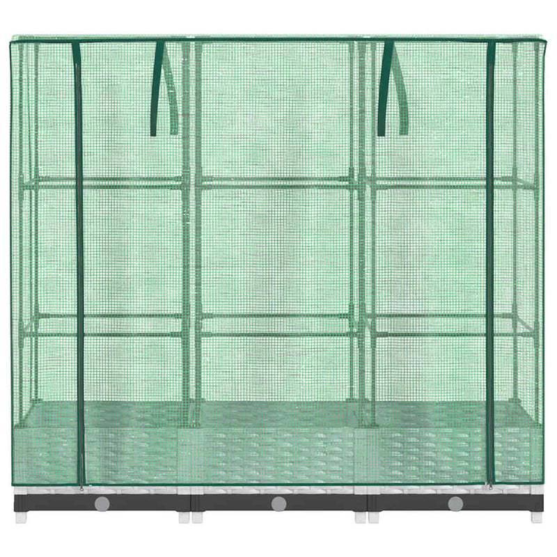 Strat înălțat cu husă de seră, aspect ratan, 120x40x123 cm