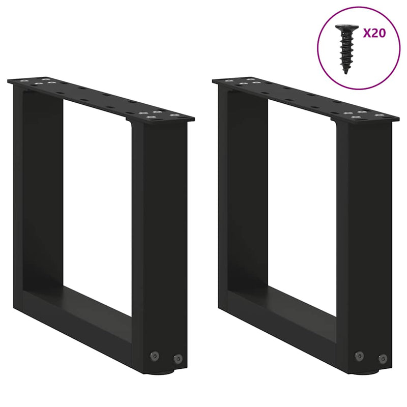 Picioare pentru măsuță de cafea în formă de U, 2 buc., negru, 40x(30-31) cm, oțel