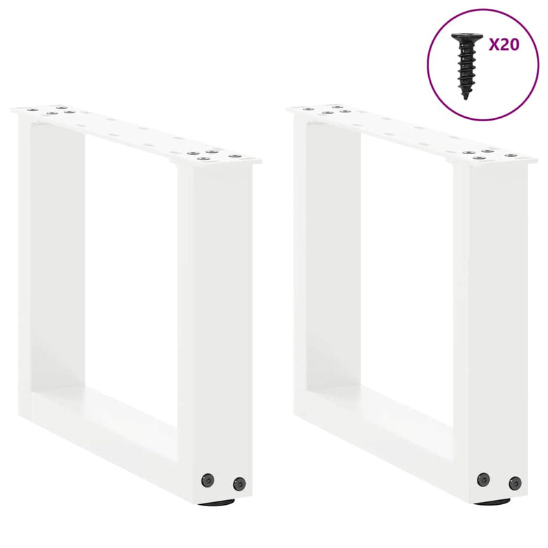 Picioare pentru măsuță de cafea în formă de U, 2 buc., alb, 40x(30-31) cm, oțel