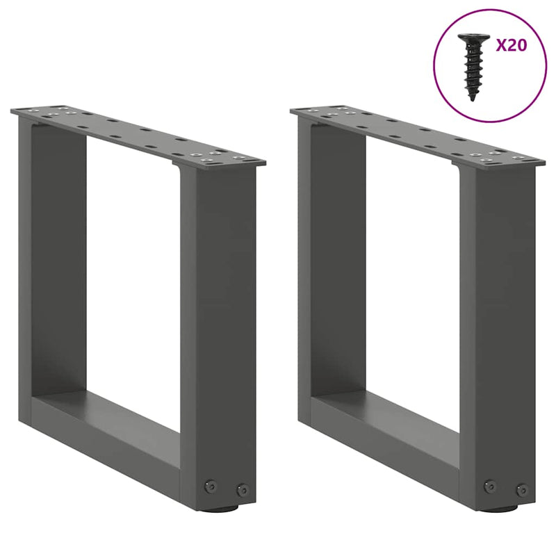 Picioare pentru măsuță de cafea în formă de U, 2 buc., antracit, 40x(30-31) cm, oțel