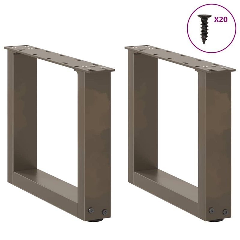 Picioare pentru masă de cafea în formă de U, 2 buc., oțel natural, 40x(30-31) cm