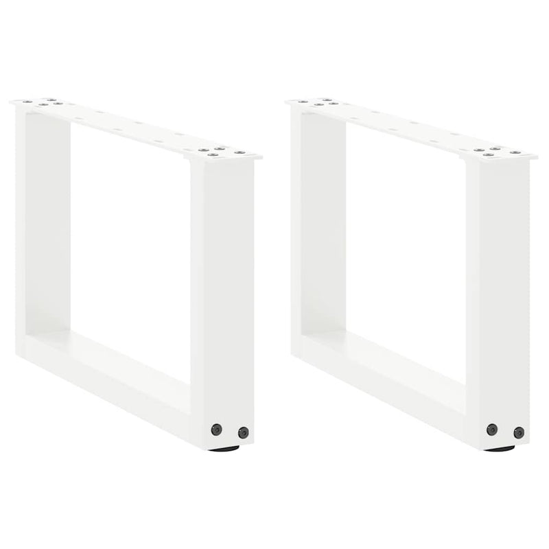 Picioare pentru măsuță de cafea în formă de U, 2 buc., alb, 50x(30-31) cm, oțel