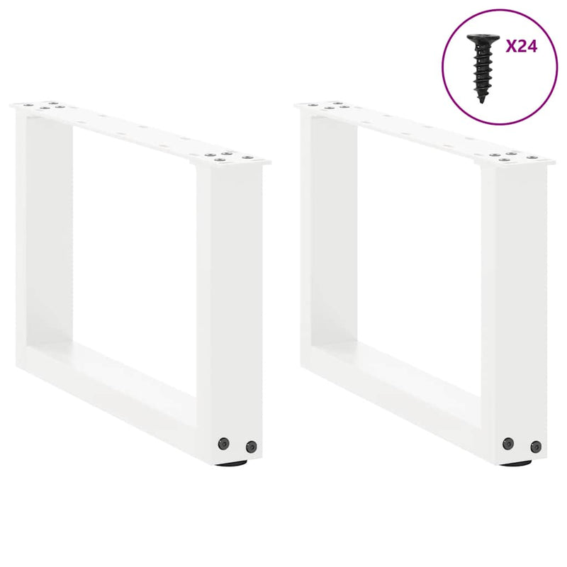 Picioare pentru măsuță de cafea în formă de U, 2 buc., alb, 50x(30-31) cm, oțel