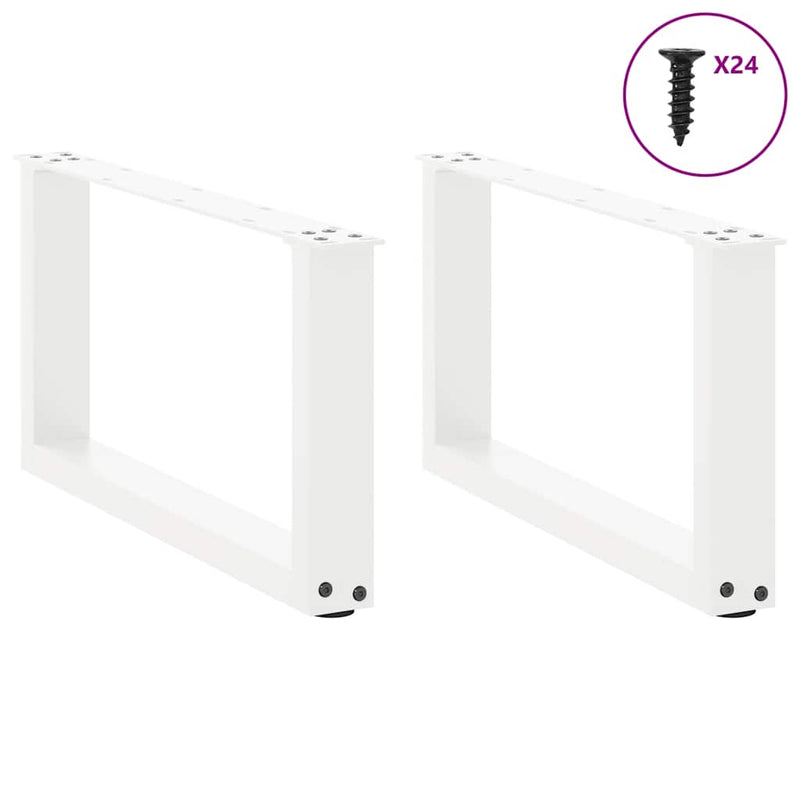 Picioare pentru măsuță de cafea în formă de U, 2 buc., alb, 60x(30-31) cm, oțel