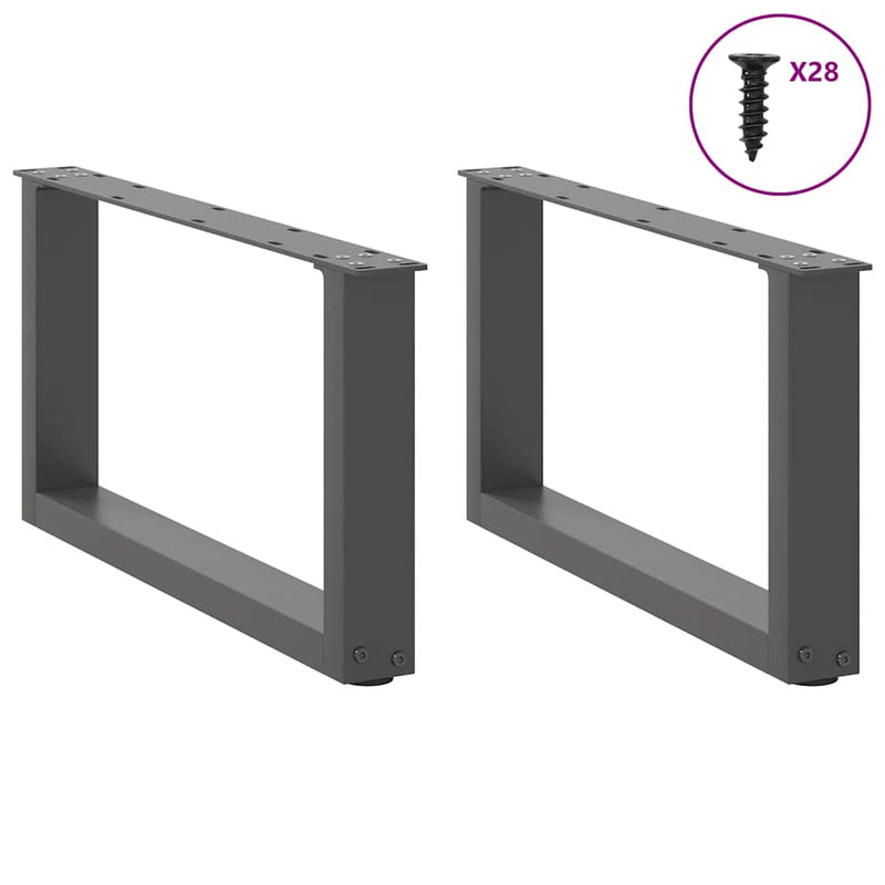 Picioare pentru măsuță de cafea în formă de U, 2 buc., antracit, 70x(30-31) cm, oțel