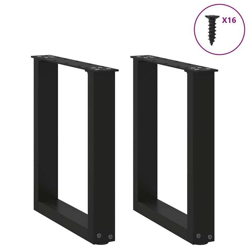 Picioare pentru măsuță de cafea în formă de U, 2 buc., negru, 28x(42-43) cm, oțel