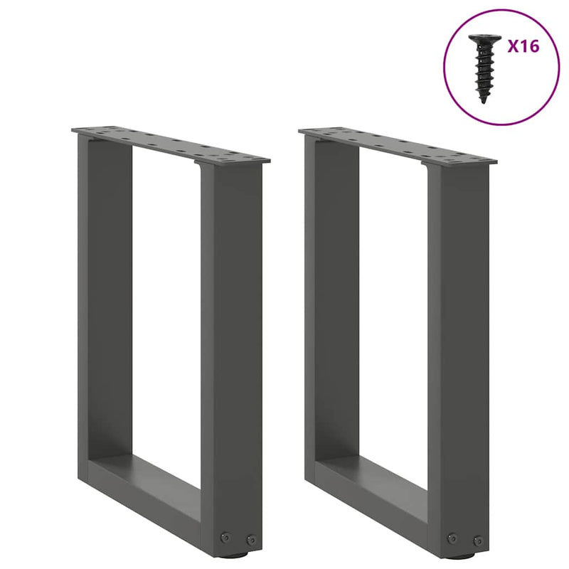 Picioare pentru măsuță de cafea în formă de U, 2 buc., antracit, 28x(42-43) cm, oțel