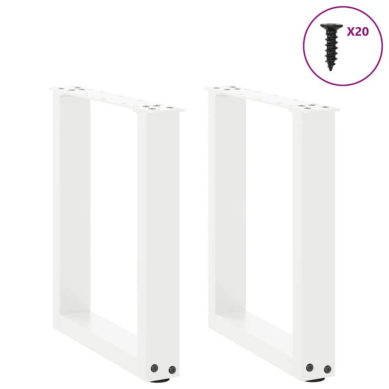 Picioare pentru măsuță de cafea în formă de U, 2 buc., alb, 38x(42-43) cm, oțel