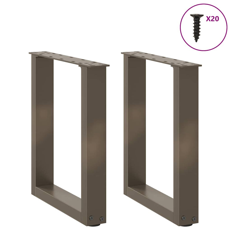 Picioare pentru măsuță de cafea în formă de U, 2 buc., oțel natural, 38x(42-43) cm