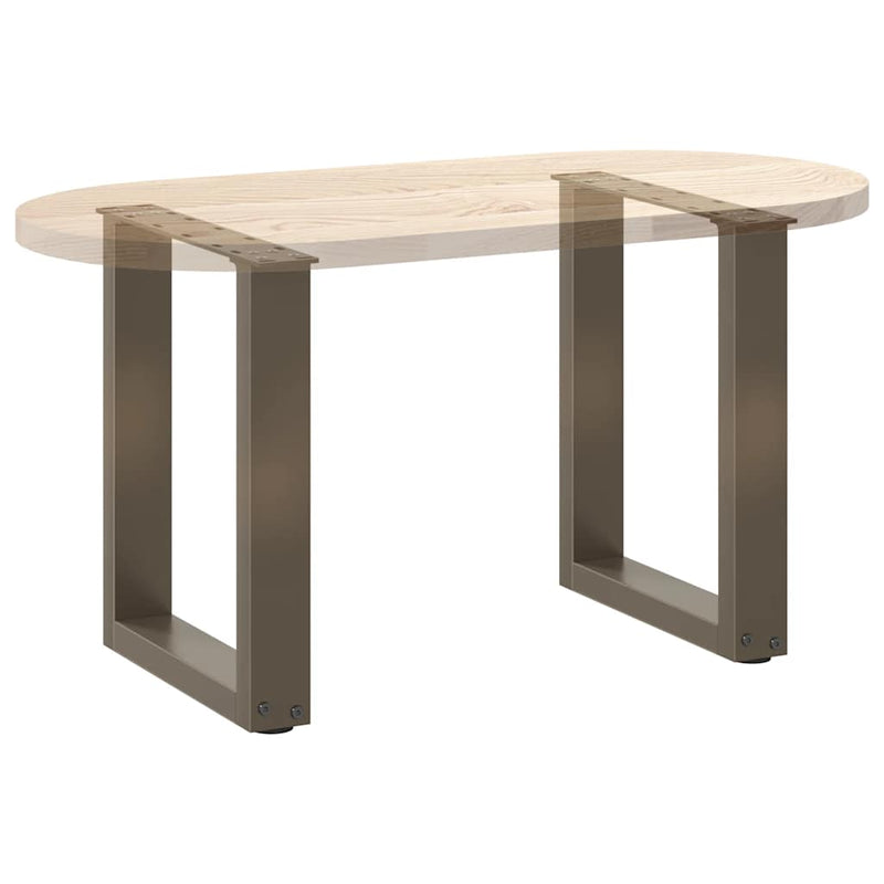 Picioare pentru măsuță de cafea în formă de U, 2 buc., oțel natural, 38x(42-43) cm