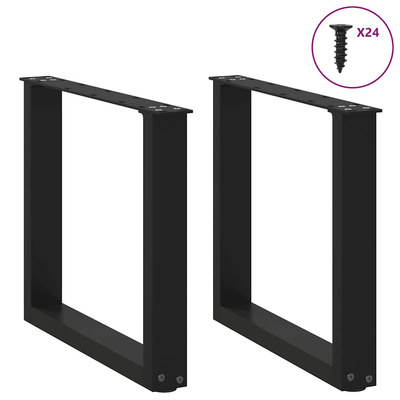 Picioare pentru măsuță de cafea în formă de U, 2 buc., negru, 50x(42-43) cm, oțel