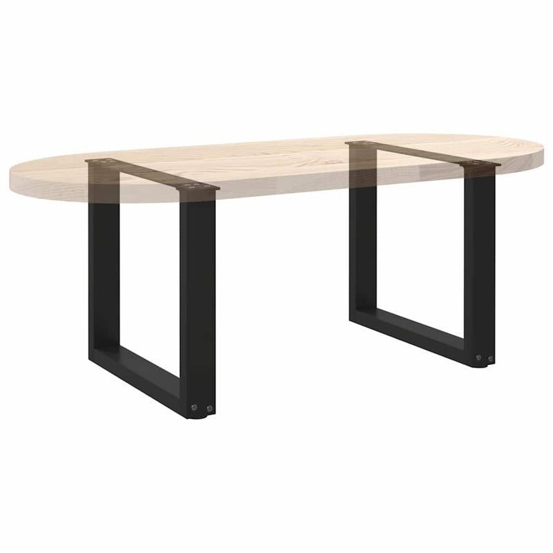 Picioare pentru măsuță de cafea în formă de U, 2 buc., negru, 50x(42-43) cm, oțel