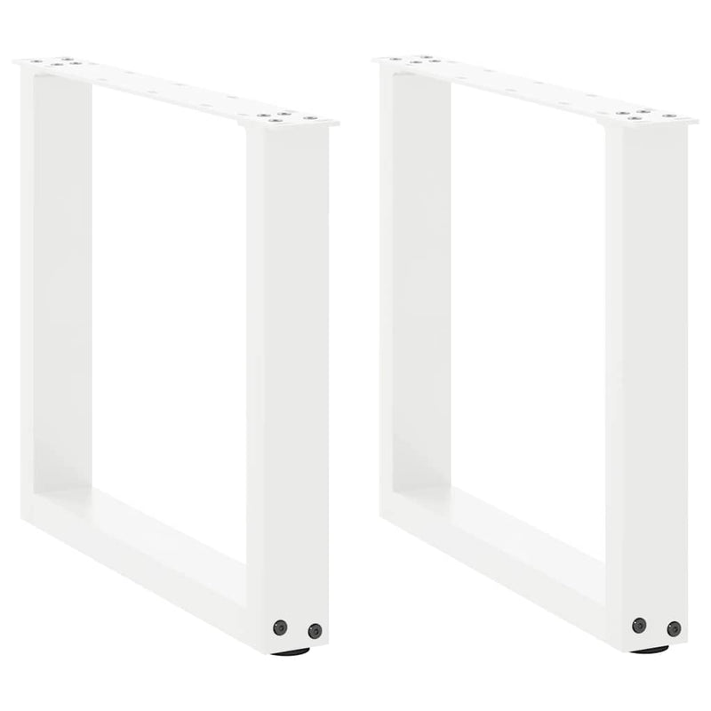 Picioare pentru măsuță de cafea în formă de U, 2 buc., alb, 50x(42-43) cm, oțel