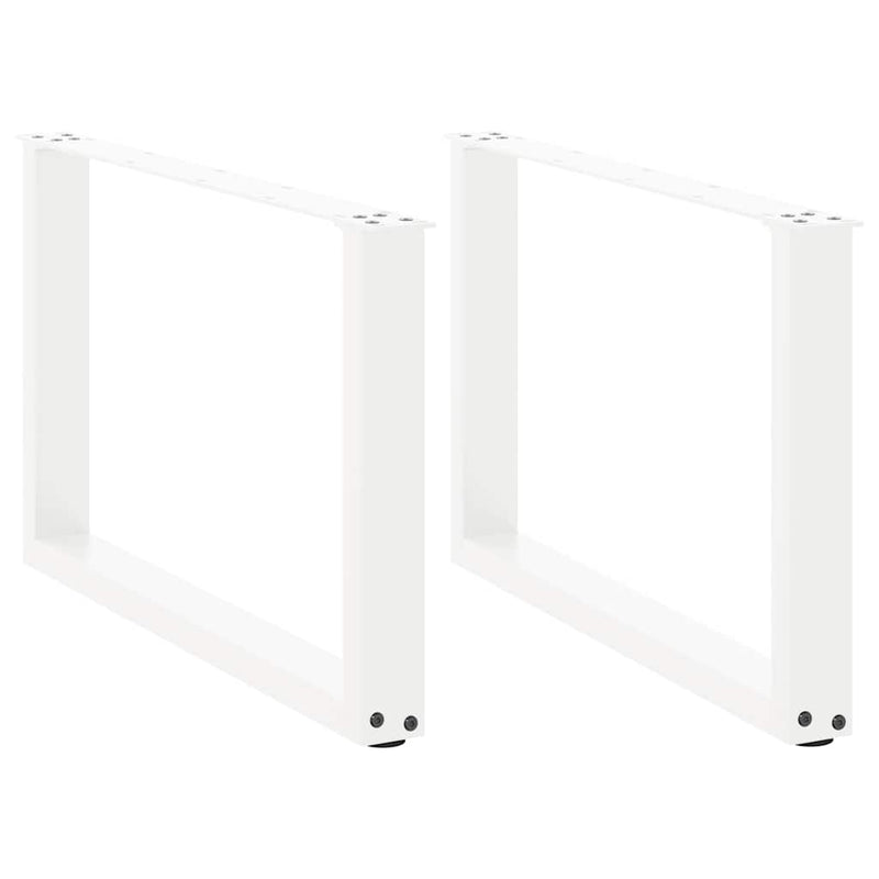 Picioare pentru măsuță de cafea în formă de U, 2 buc., alb, 60 x (42-43) cm, oțel