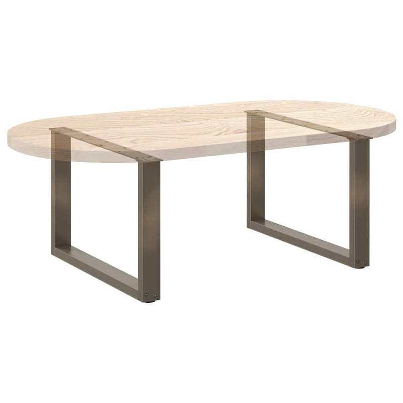 Picioare pentru măsuță de cafea în formă de U, 2 buc., oțel natural, 60 x (42-43) cm