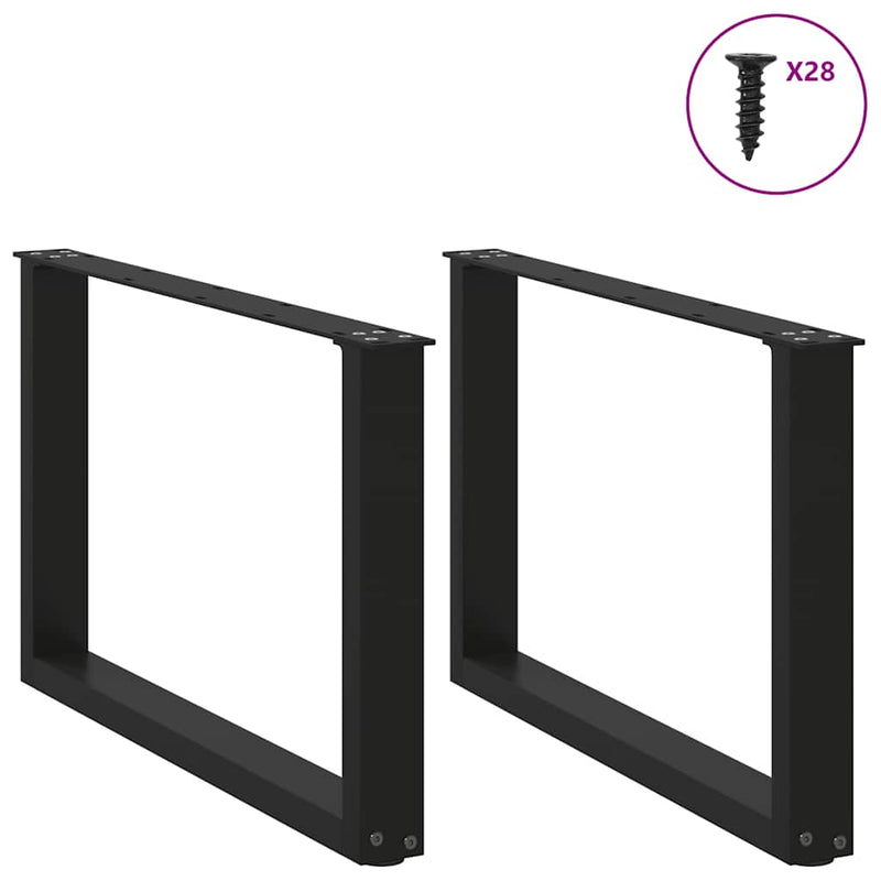 Picioare pentru măsuță de cafea în formă de U, 2 buc., negru, 70x(42-43) cm, oțel