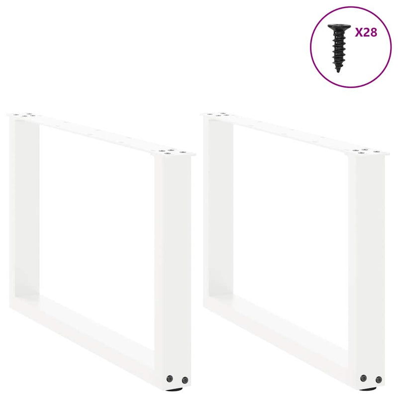 Picioare pentru măsuță de cafea în formă de U, 2 buc., alb, 70x(42-43) cm, oțel