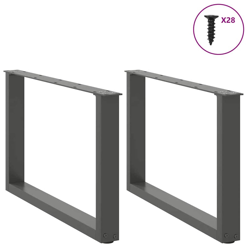 Picioare pentru măsuță de cafea în formă de U, 2 buc., antracit, 70x(42-43) cm, oțel