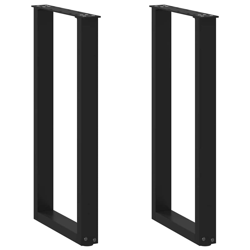 Picioare de masă consolă în formă de U, 2 buc., negru, 28x(72-73) cm, oțel