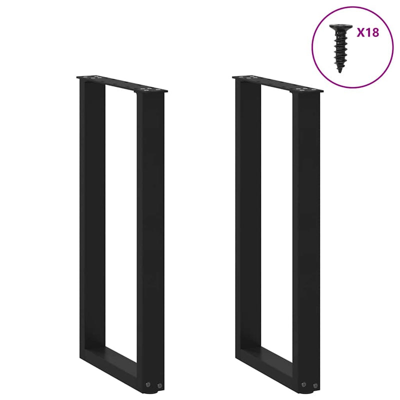 Picioare de masă consolă în formă de U, 2 buc., negru, 28x(72-73) cm, oțel