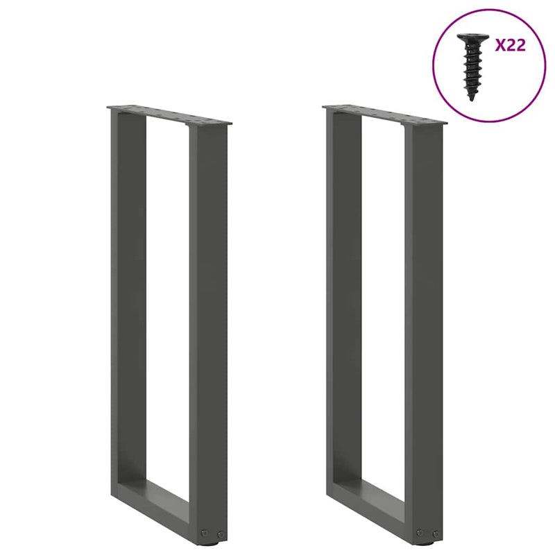Picioare de masă consolă în formă de U, 2 buc., antracit, 38x(72-73) cm, oțel