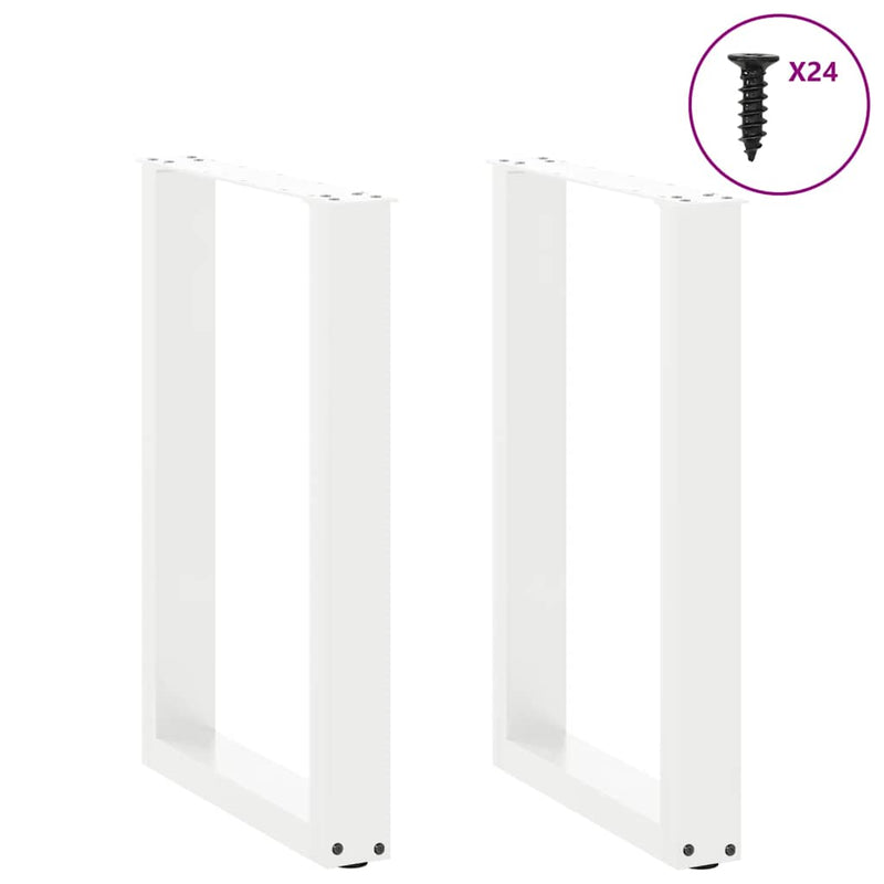 Picioare de masă în formă de U, 2 buc., alb, 50x(72-73) cm, oțel