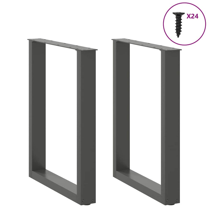Picioare de masă în formă de U, 2 buc., antracit, 60x(72-73) cm, oțel