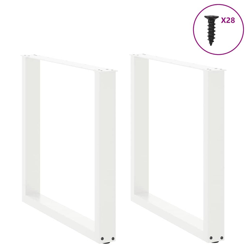 Picioare de masă în formă de U, 2 buc., alb, 80x(72-73) cm, oțel