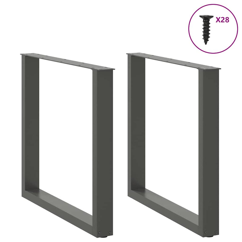 Picioare de masă în formă de U, 2 buc., antracit, 80x(72-73) cm, oțel