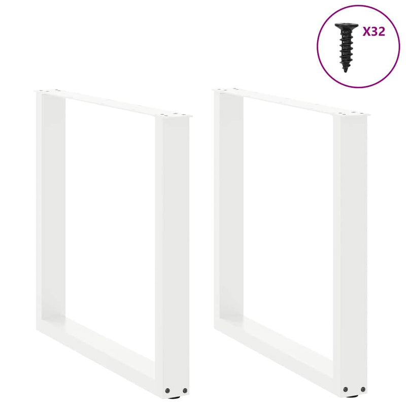 Picioare de masă în formă de U, 2 buc., alb, 90x(72-73) cm, oțel