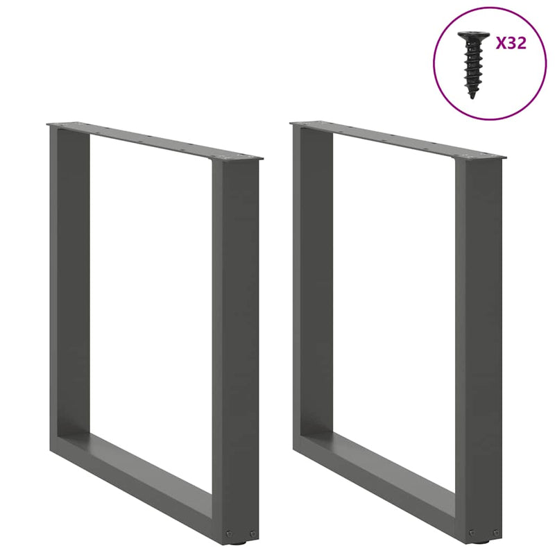 Picioare de masă în formă de U, 2 buc., antracit, 90x(72-73) cm, oțel