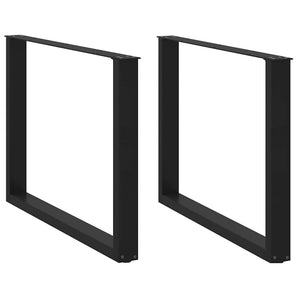 Picioare de masă în formă de U, 2 buc., negru, 100x(72-73) cm, oțel
