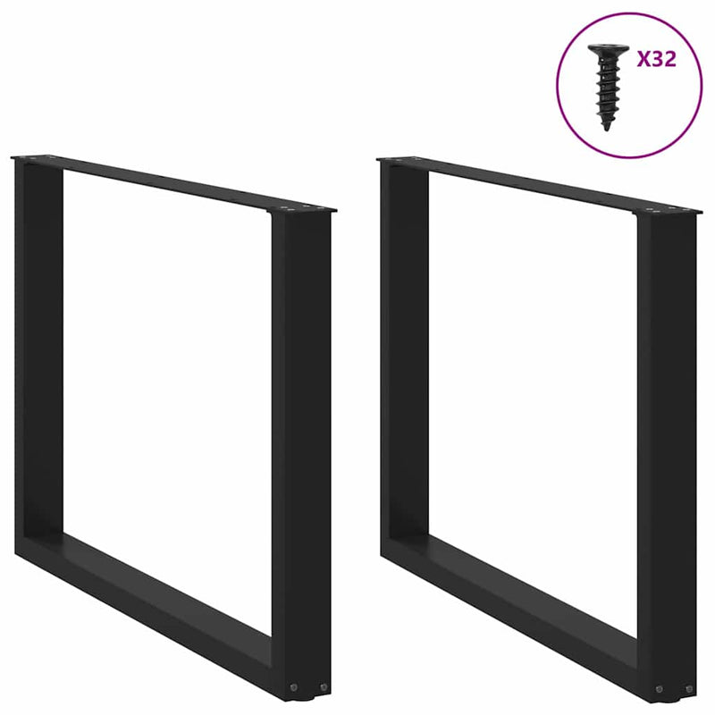 Picioare de masă în formă de U, 2 buc., negru, 100x(72-73) cm, oțel