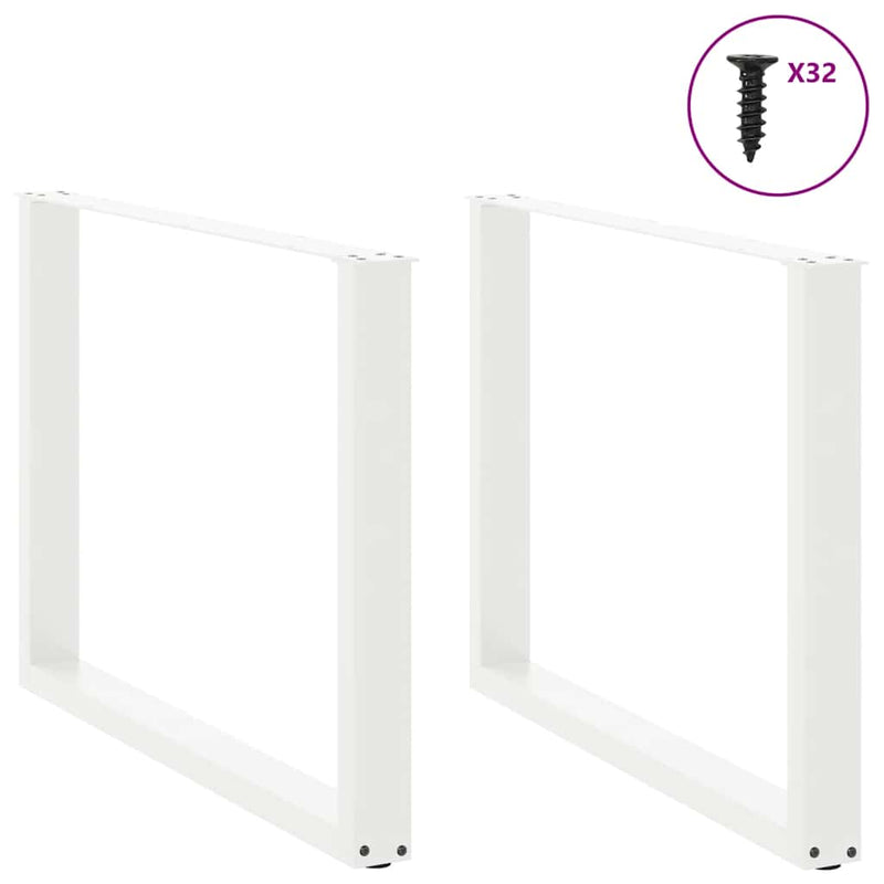Picioare de masă în formă de U, 2 buc., alb, 100 x (72-73) cm, oțel