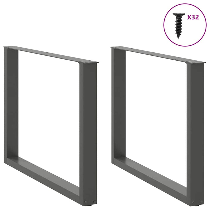 Picioare de masă în formă de U, 2 buc., antracit, 100x(72-73) cm, oțel