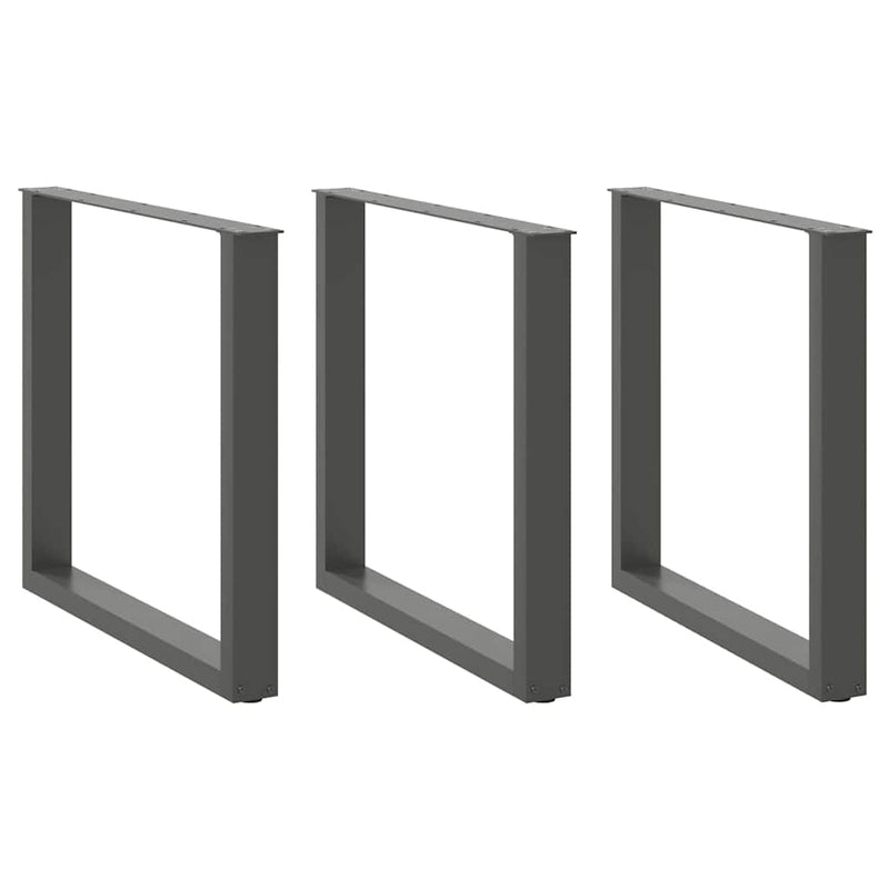 Picioare de masă în formă de U, 3 buc., antracit, 80x(72-73) cm, oțel