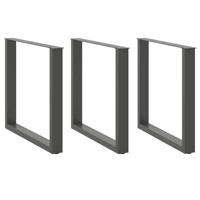 Picioare de masă în formă de U, 3 buc., antracit, 90x(72-73) cm, oțel