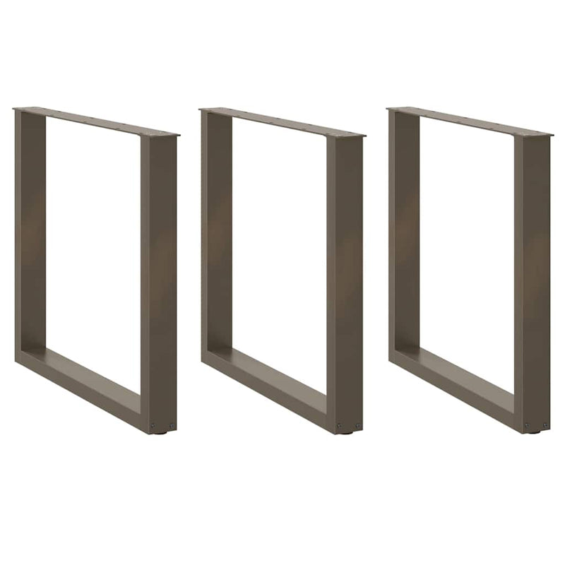 Picioare de masă în formă de U, 3 buc., oțel natural, 90x(72-73) cm