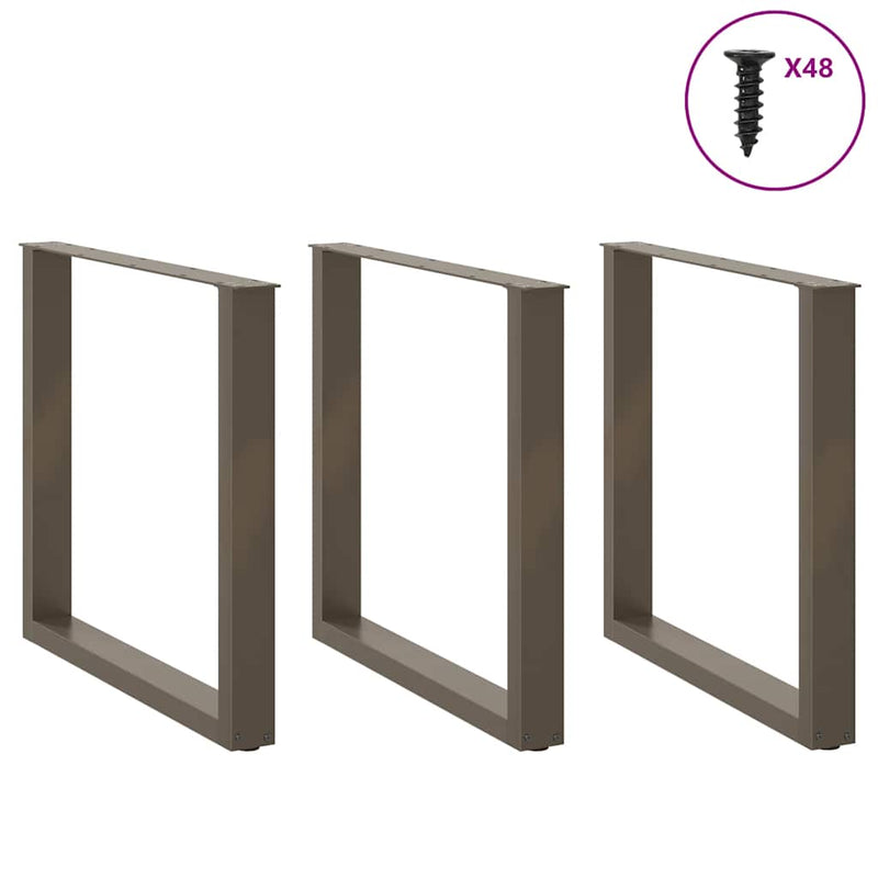 Picioare de masă în formă de U, 3 buc., oțel natural, 90x(72-73) cm