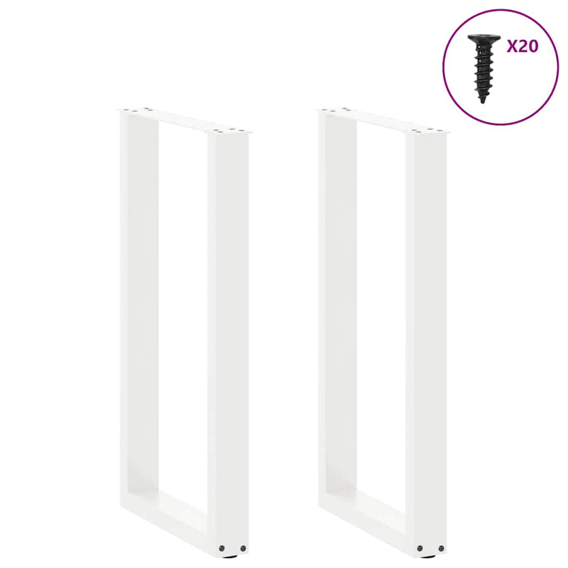 Picioare de masă de bar în formă de U, 2 buc., alb, 40x(90-91) cm, oțel