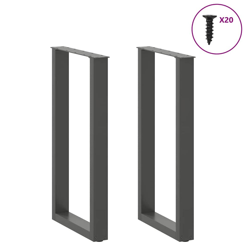 Picioare de masă de bar în formă de U, 2 buc., antracit, 40x(90-91) cm, oțel