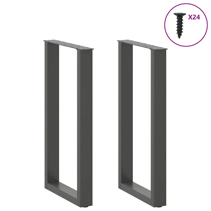 Picioare de masă de bar în formă de U, 2 buc., antracit, 50x(90-91) cm, oțel