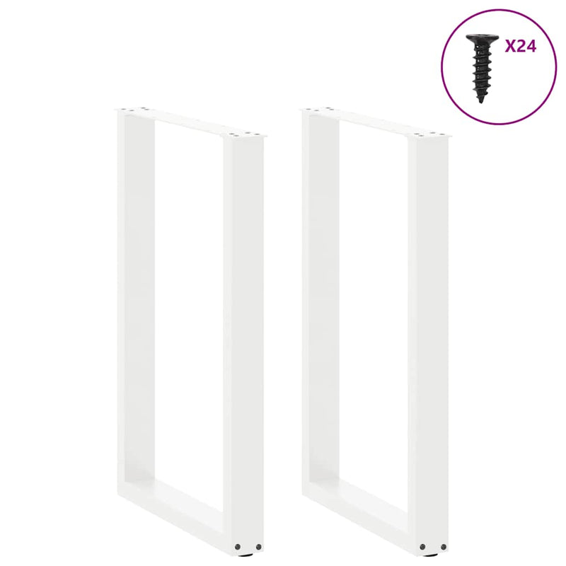 Picioare de masă de bar în formă de U, 2 buc., alb, 60x(90-91) cm, oțel